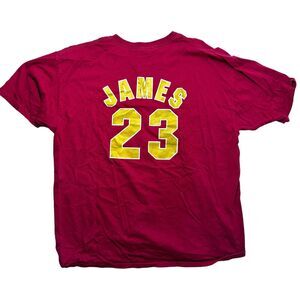 VTG Cleveland Cavaliers NBA #23 LeBron James Wine Red Gold T-Shirt Men's SZ XXL